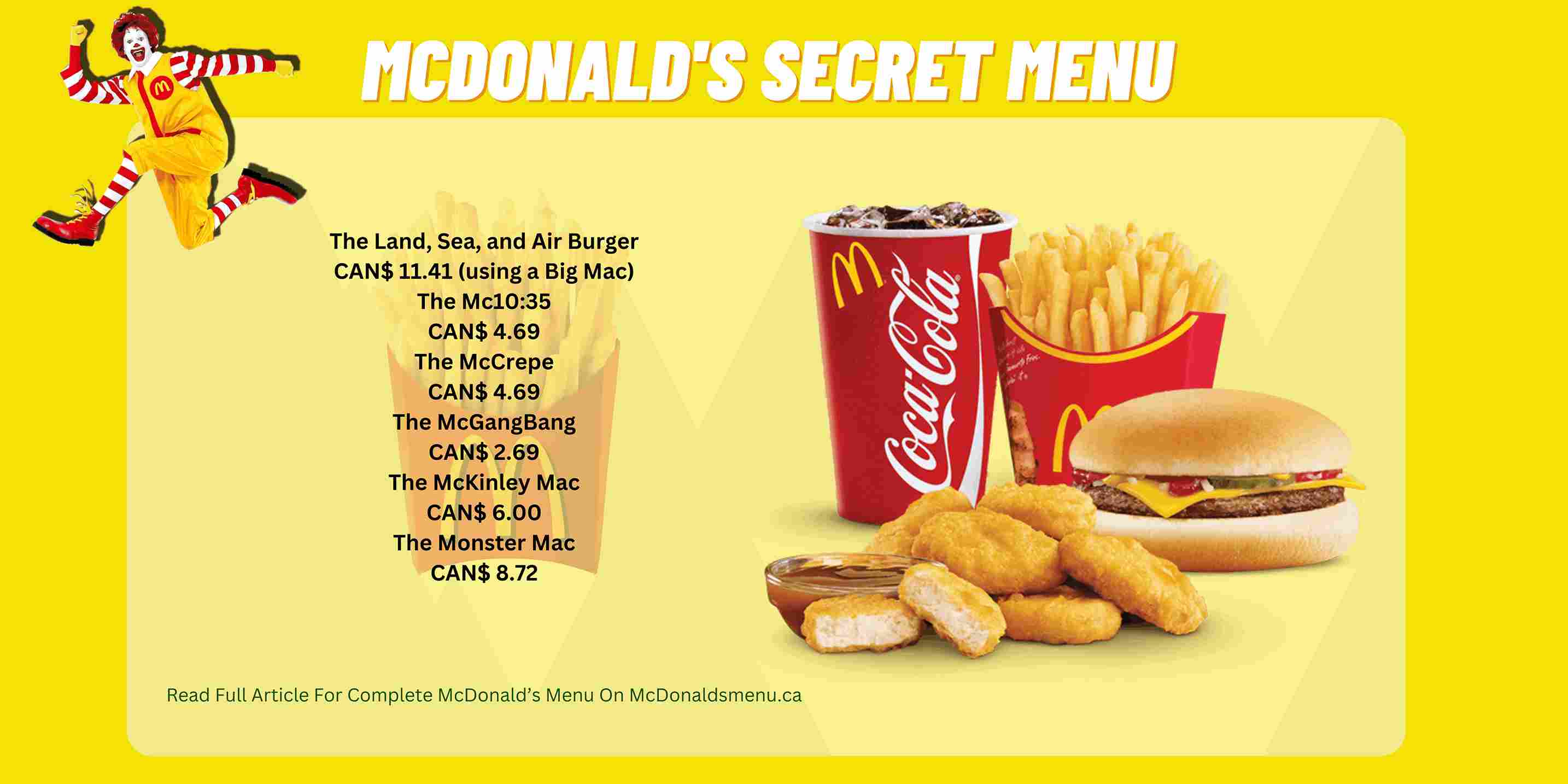 McDonald's Secret Menu Prices [2023 November] McDonalds Menu Prices